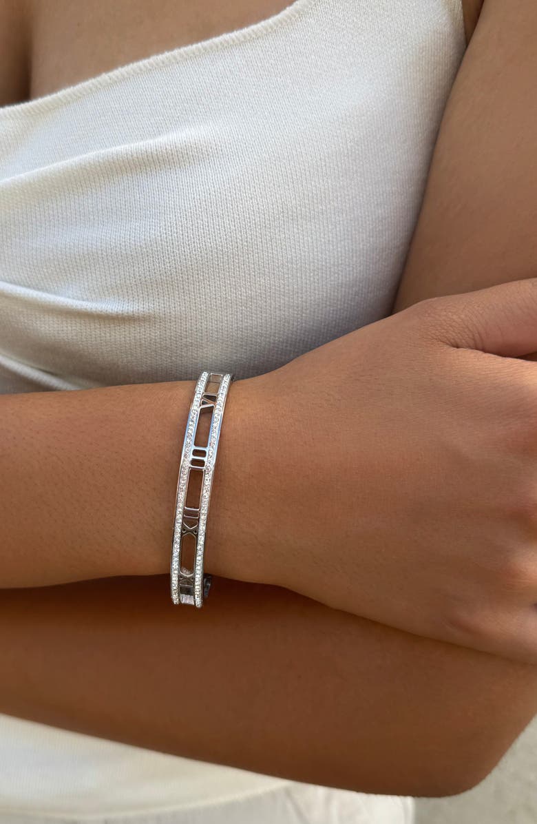 Adornia Roman Numeral Bangle Bracelet, Alternate, color, Silver