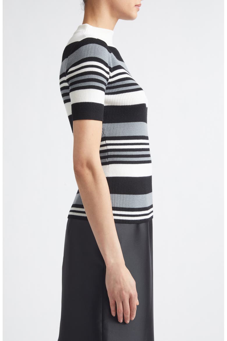 Toma Merino Wool Knit Top, Alternate, color, GREY BLACK WHITE STRIPE