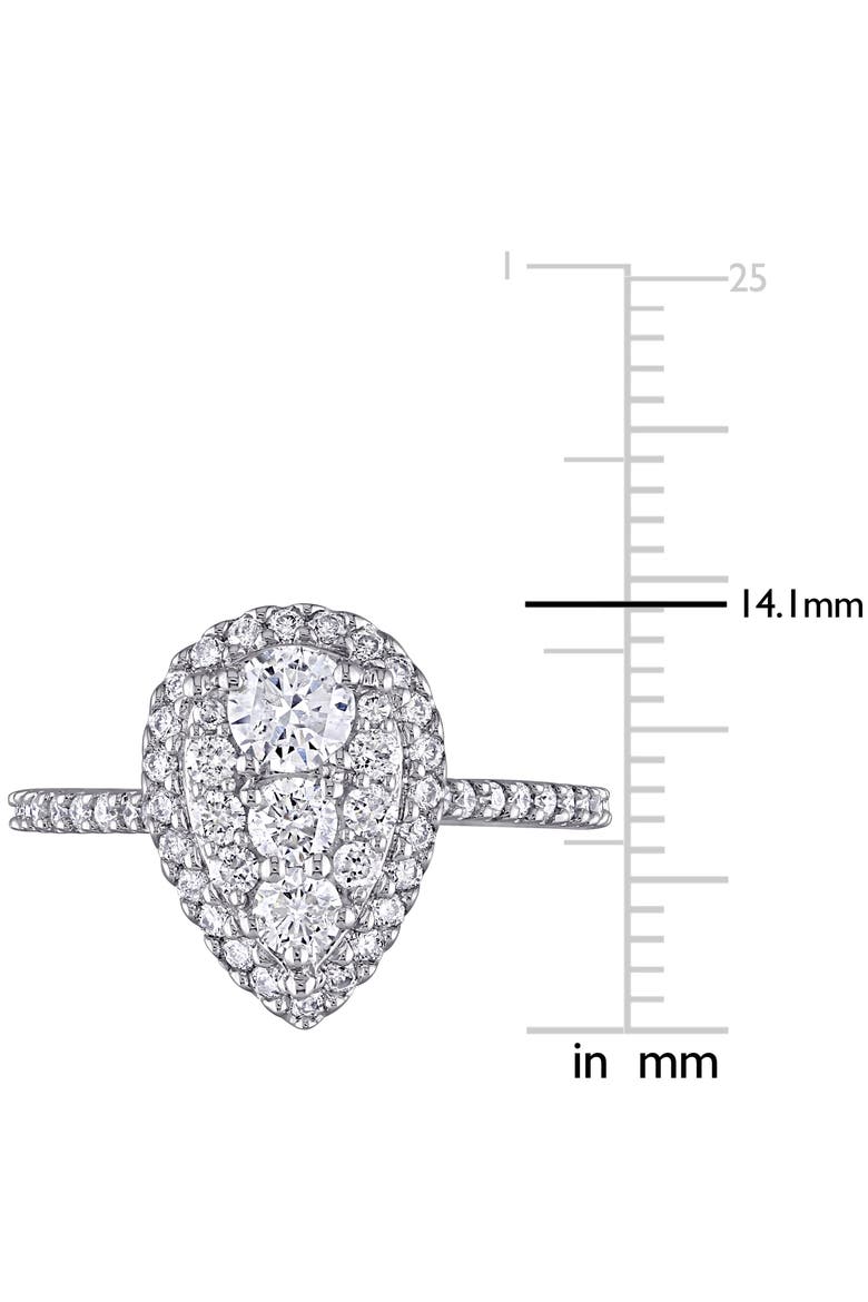 Diamond Composite Pear Halo Ring 10k, Alternate, color, 10k White Gold