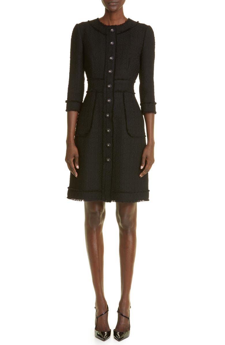 Dolce&Gabbana Raschel Tweed Shirtdress, Main, color,