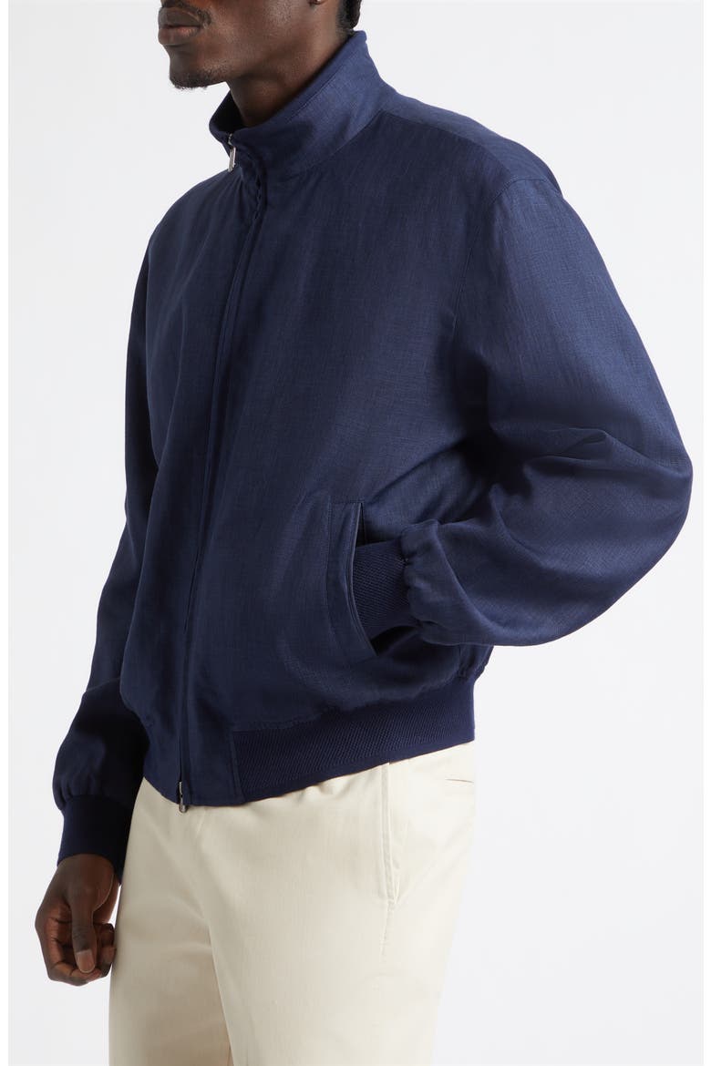 Felton Linen, Wool & Silk Flight Jacket, Alternate, color, NAVY