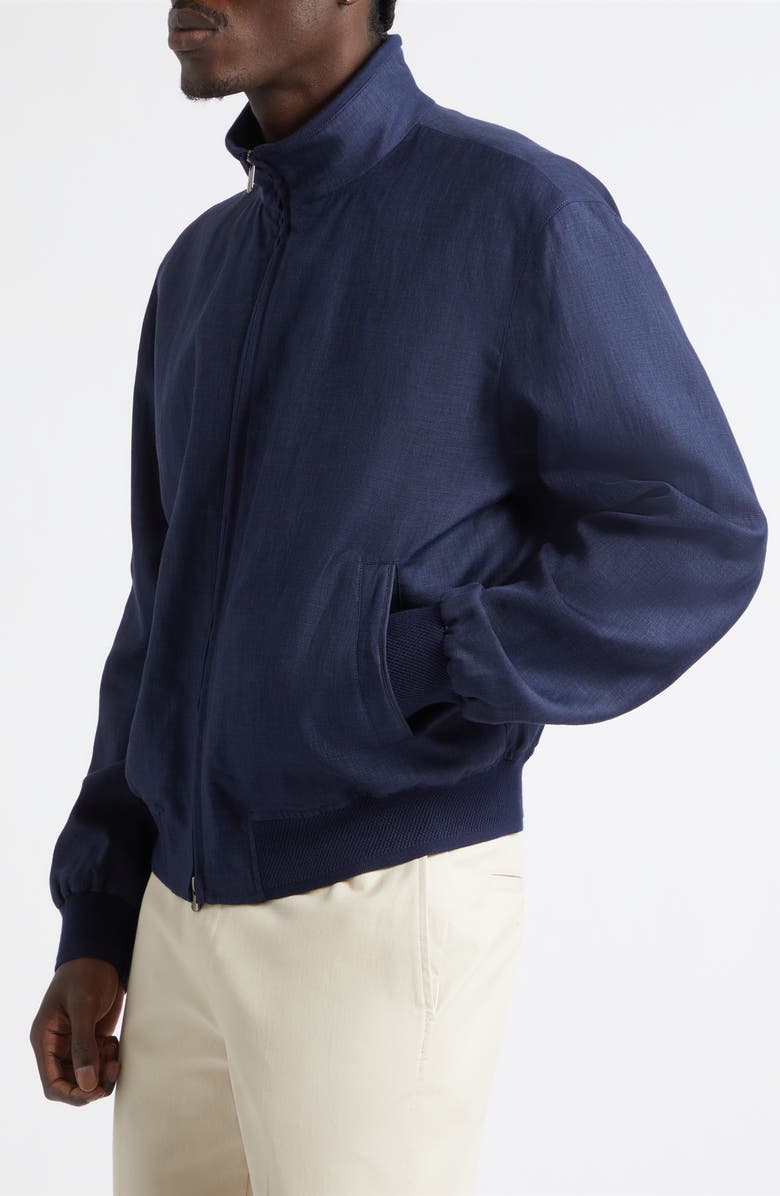 Ralph Lauren Purple Label Felton Linen, Wool & Silk Flight Jacket, Alternate, color, Navy