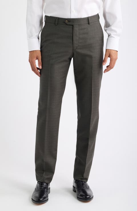 Flat Front Serge Wool Dress Pants