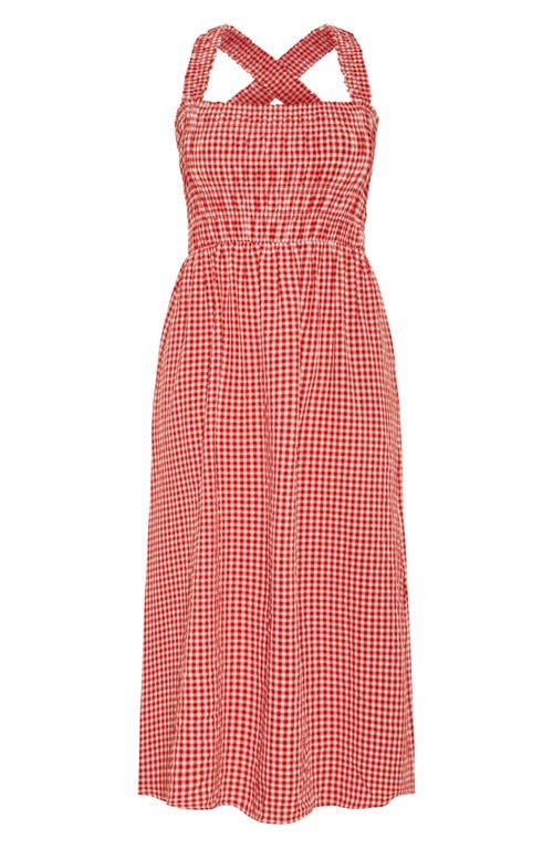 Shop City Chic Cute Gingham Maxi Sundress In Red Gingham
