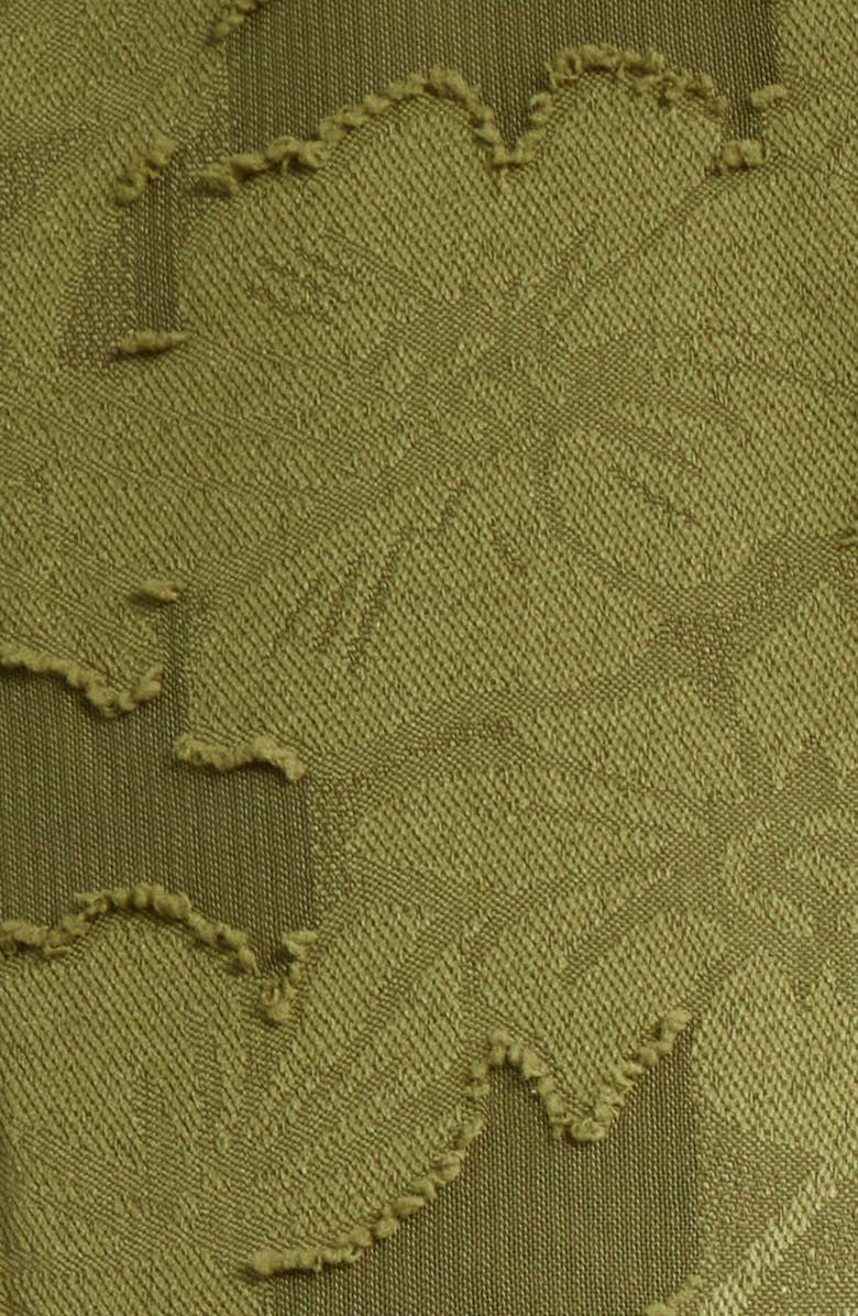 Anne Klein Floral Appliqué Long Sleeve Dress, Alternate, color, Hunter Olive