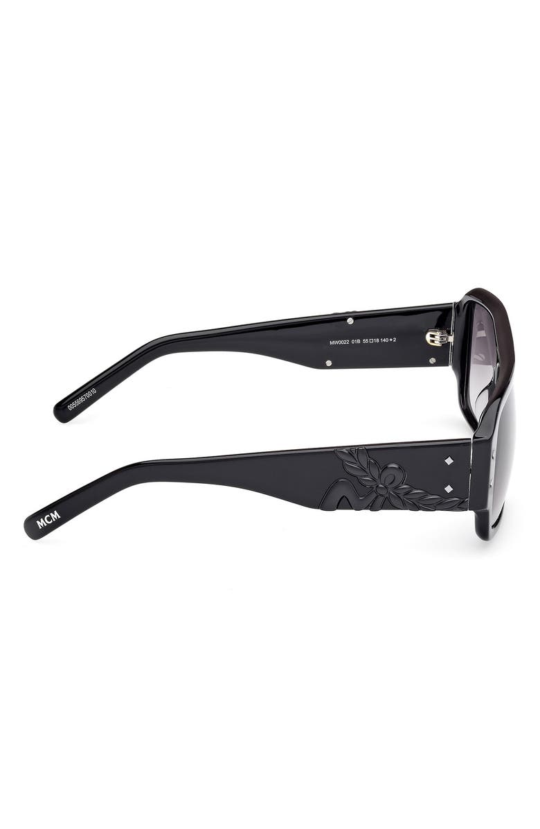 MCM 55mm Navigator Sunglasses, Alternate, color, Shiny Black / Gradient Smoke