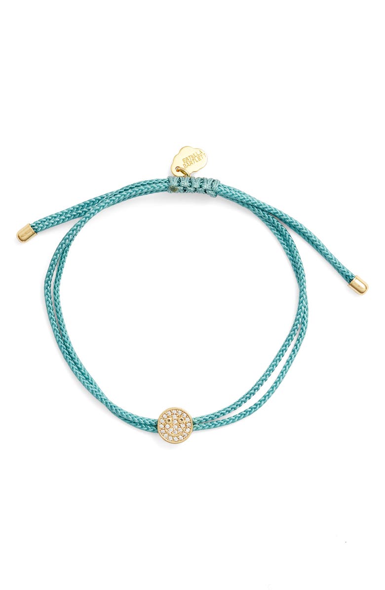 Estella Bartlett Pavé Smiley Face Slider Bracelet, Alternate, color, Gold