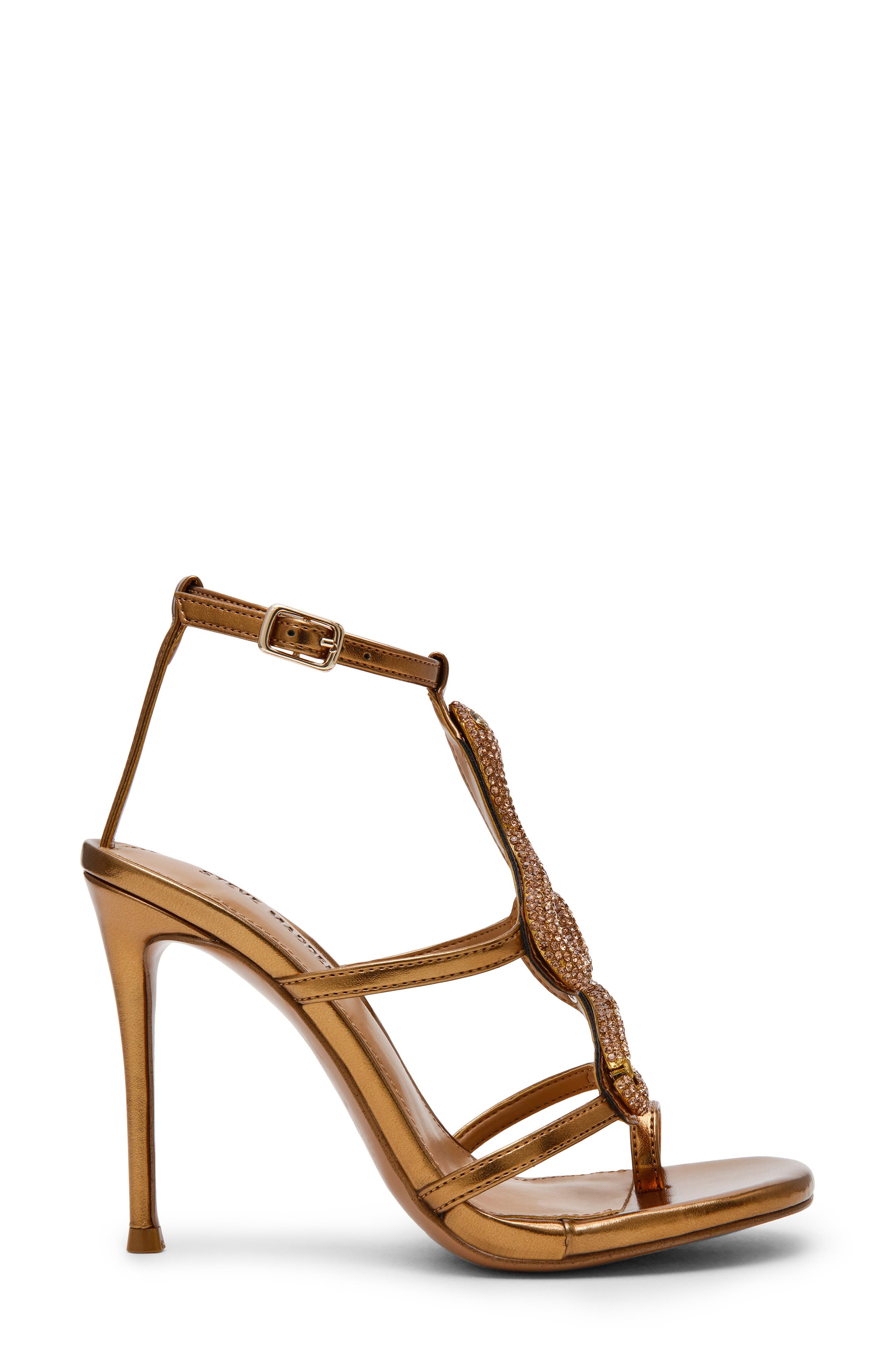 Steve Madden Python Crystal Snake Ankle Strap Sandal, Alternate, color, Bronze