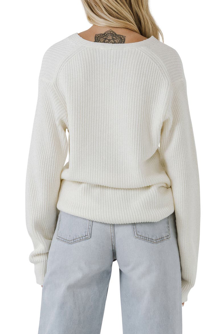 Endless Rose Oversize Deep-V Sweater, Alternate, color, CREAM