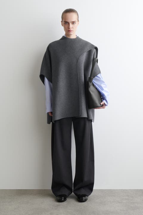 Double-faced Merino Wool Scarf Cape