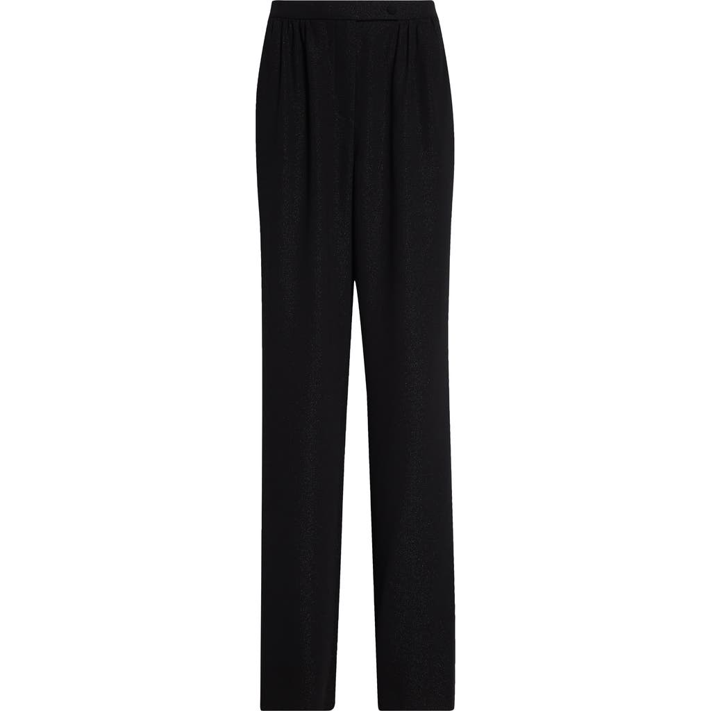 Shop Emporio Armani Shimmer Pants In Solid Black