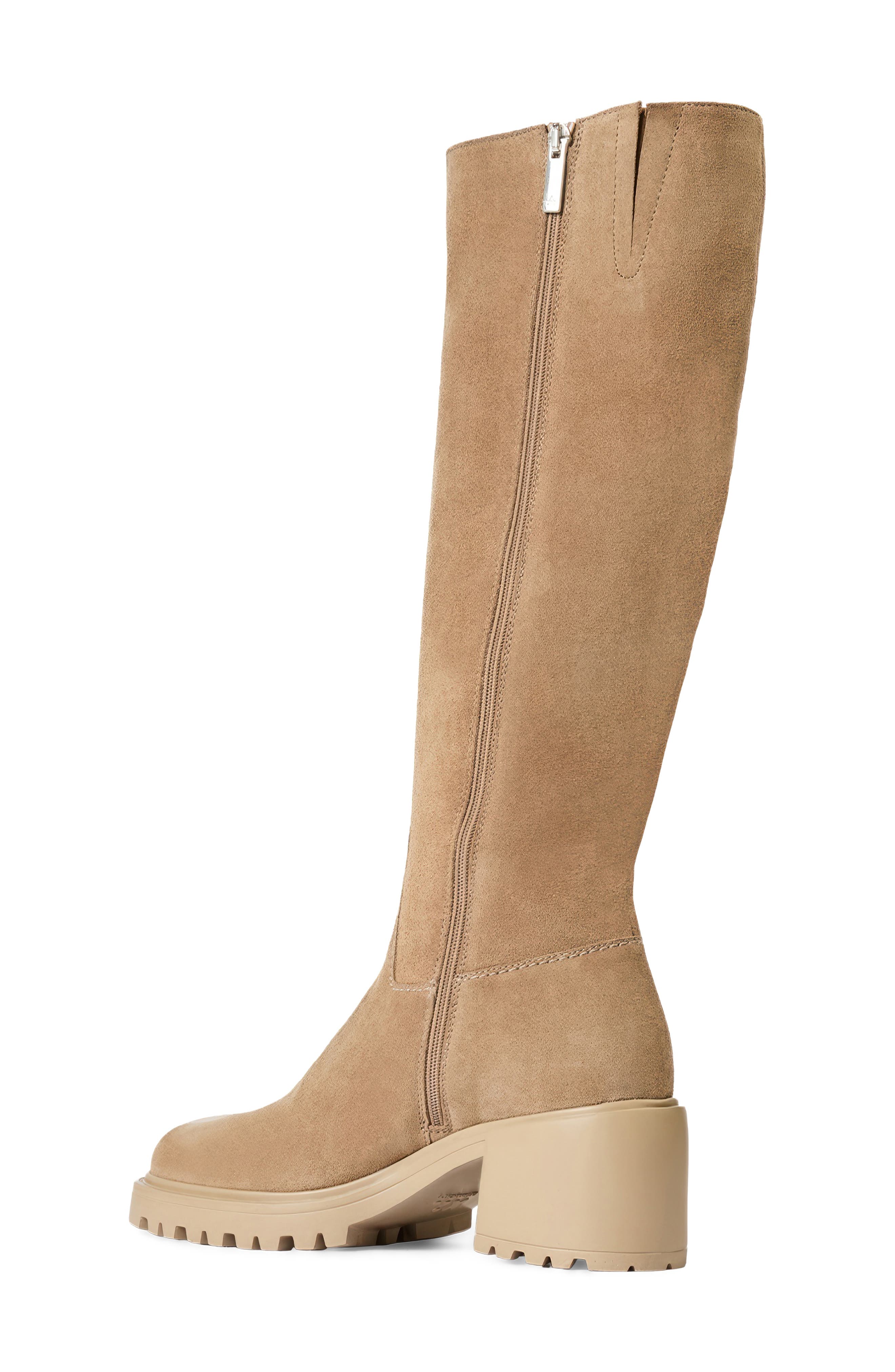 Delilah Knee High Leather Boot, Alternate, color, CHAMPAGNE SUEDE