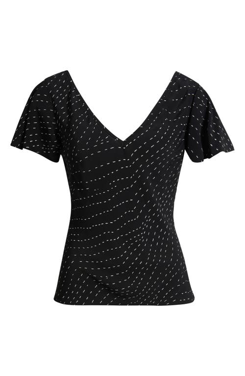Rag & Bone Yvonne Print Flutter Sleeve Top In Black
