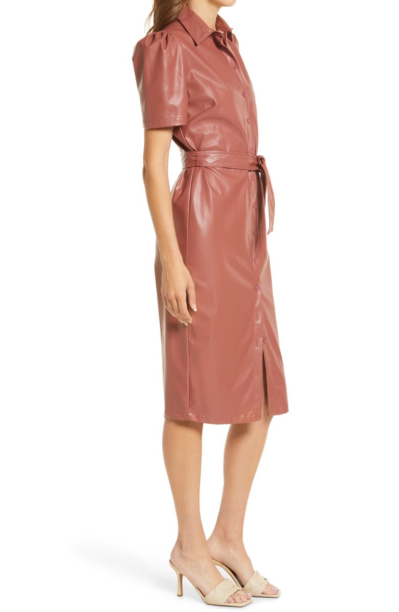 Bishop + Young Morgan Faux Leather Midi Dress, Alternate, color, 