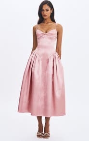 Miss Circle Tullia Satin Ruched Midi Dress
