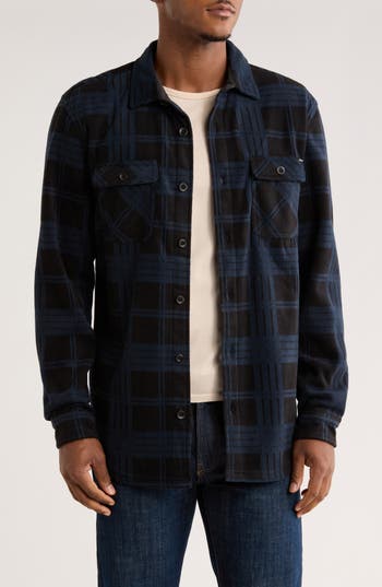 Union Cascade Buffalo Plaid Microfleece Button-up Shirt In Blue