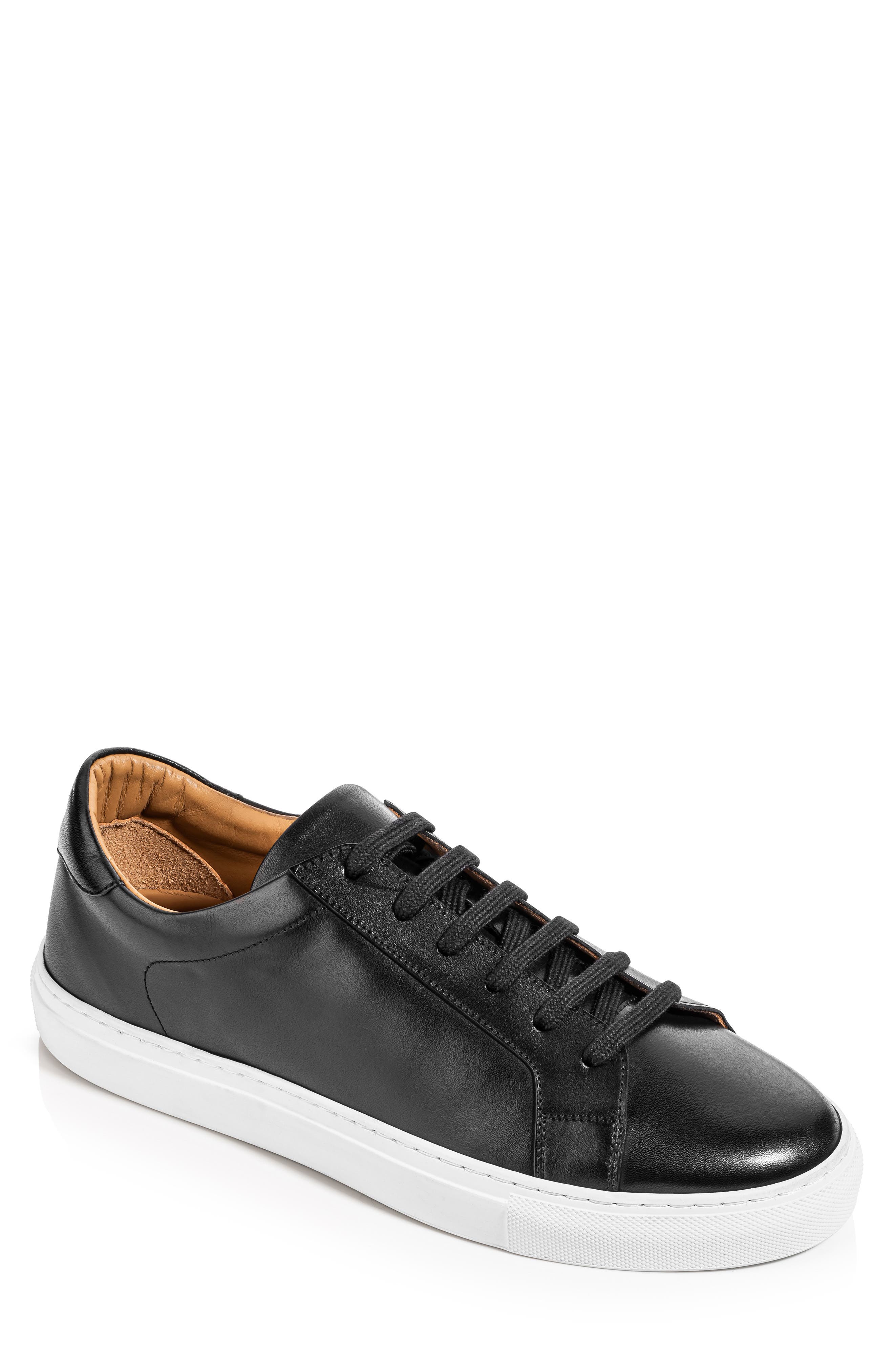 Gavin Leather Low Top Sneaker, Main, color, BLACK