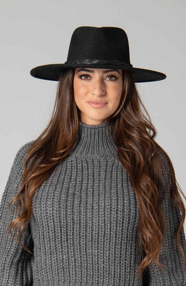 San Diego Hat Braided Trim Fedora Hat, Alternate, color, Black