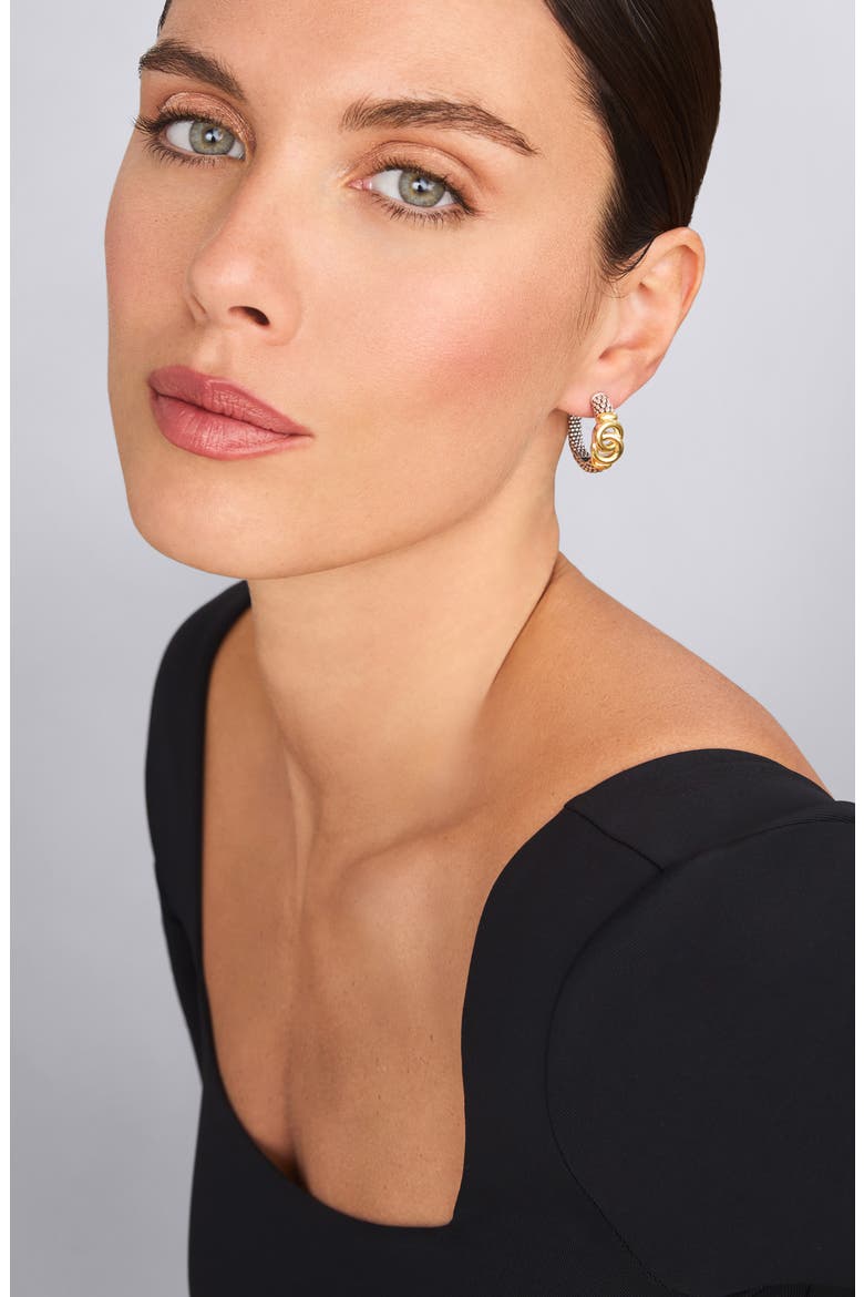 Signature Caviar Interlocking Circle Hoop Earrings, Alternate, color, TWO-TONE