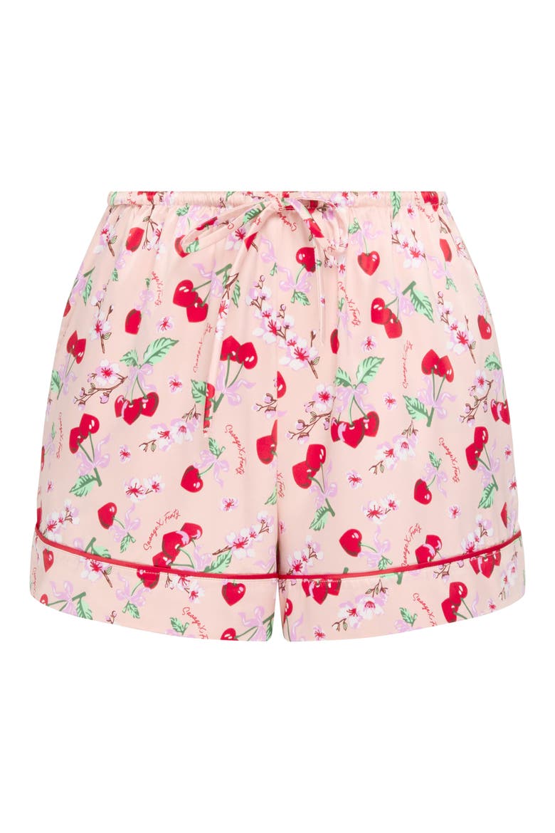 Satin Ever After Cuffed Pajama Shorts, Alternate, color, RETRO ROSE LIL TART PRINT
