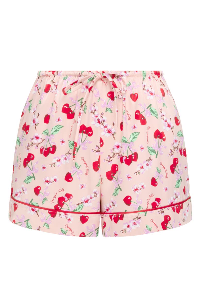 SAVAGE X FENTY Satin Ever After Cuffed Pajama Shorts, Alternate, color, Retro Rose Lil Tart Print