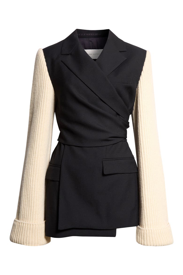 Beline Bis Crepe Jacket, Main, color, BLACK