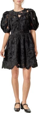 English Factory Flower Detail Puff Sleeve Dress