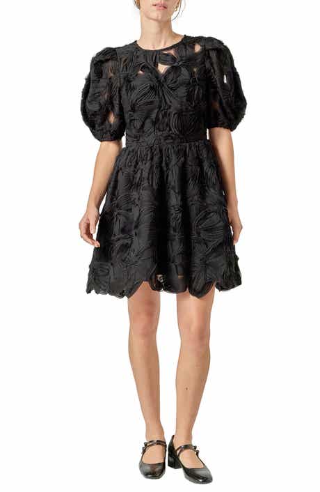 English Factory Flower Detail Puff Sleeve Dress