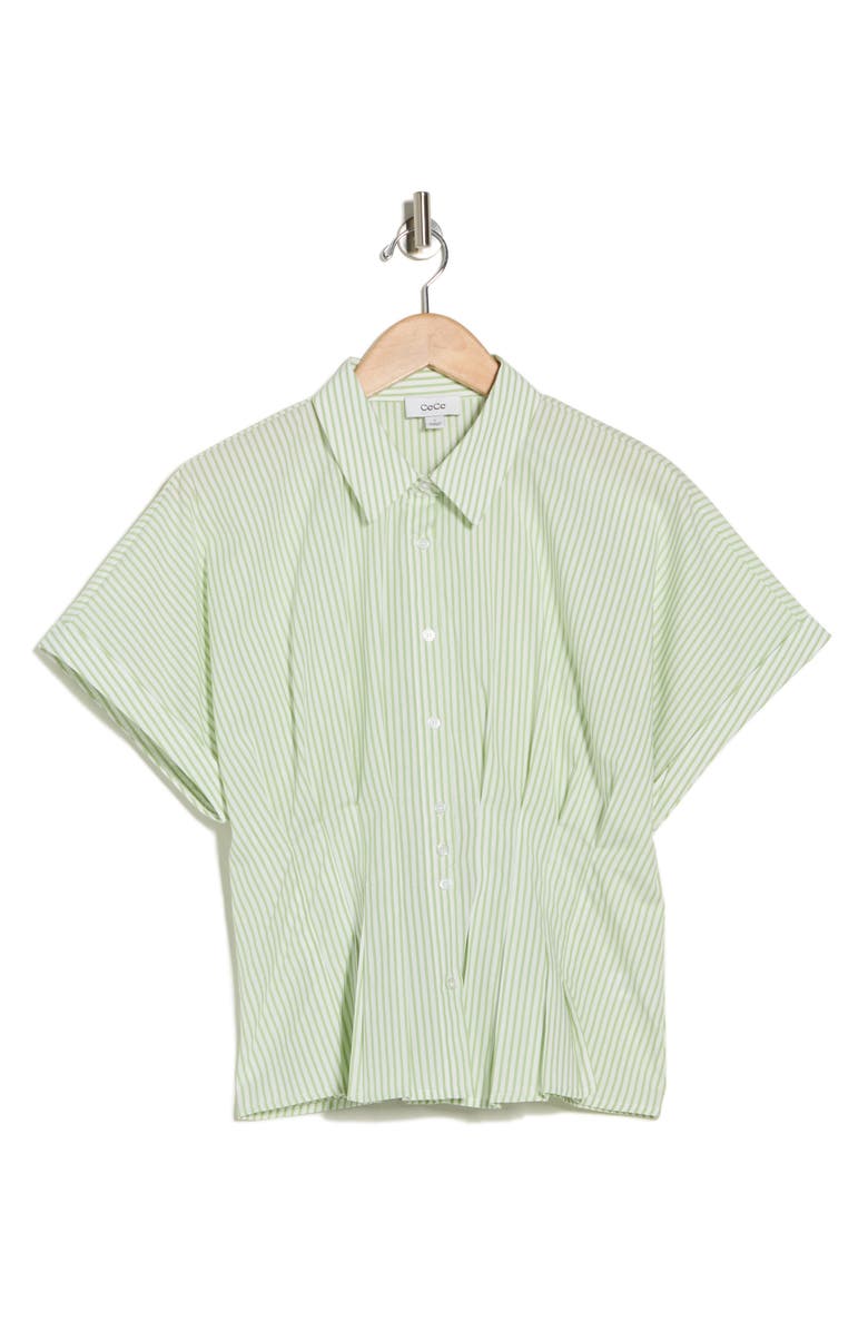 CeCe Pleat Waist Top, Alternate, color, Pale Lime