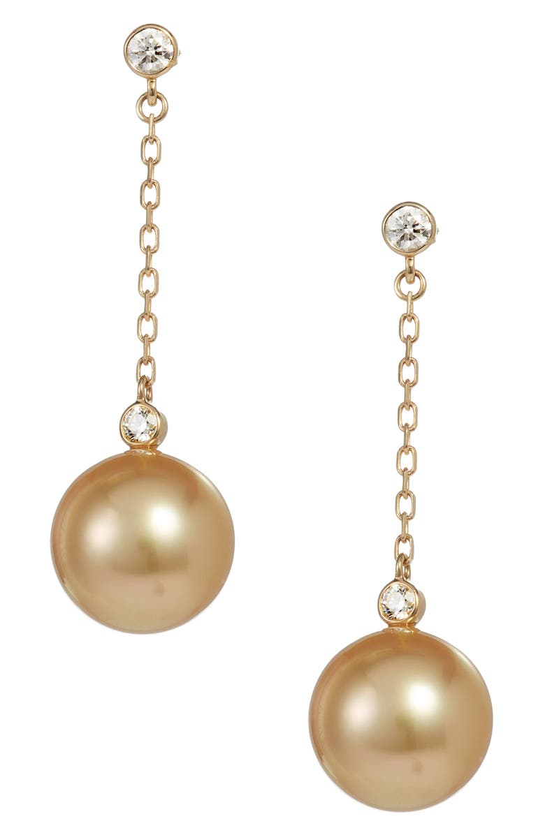 Mikimoto South Sea Cultured Pearl & Diamond Drop Earrings, Main, color,