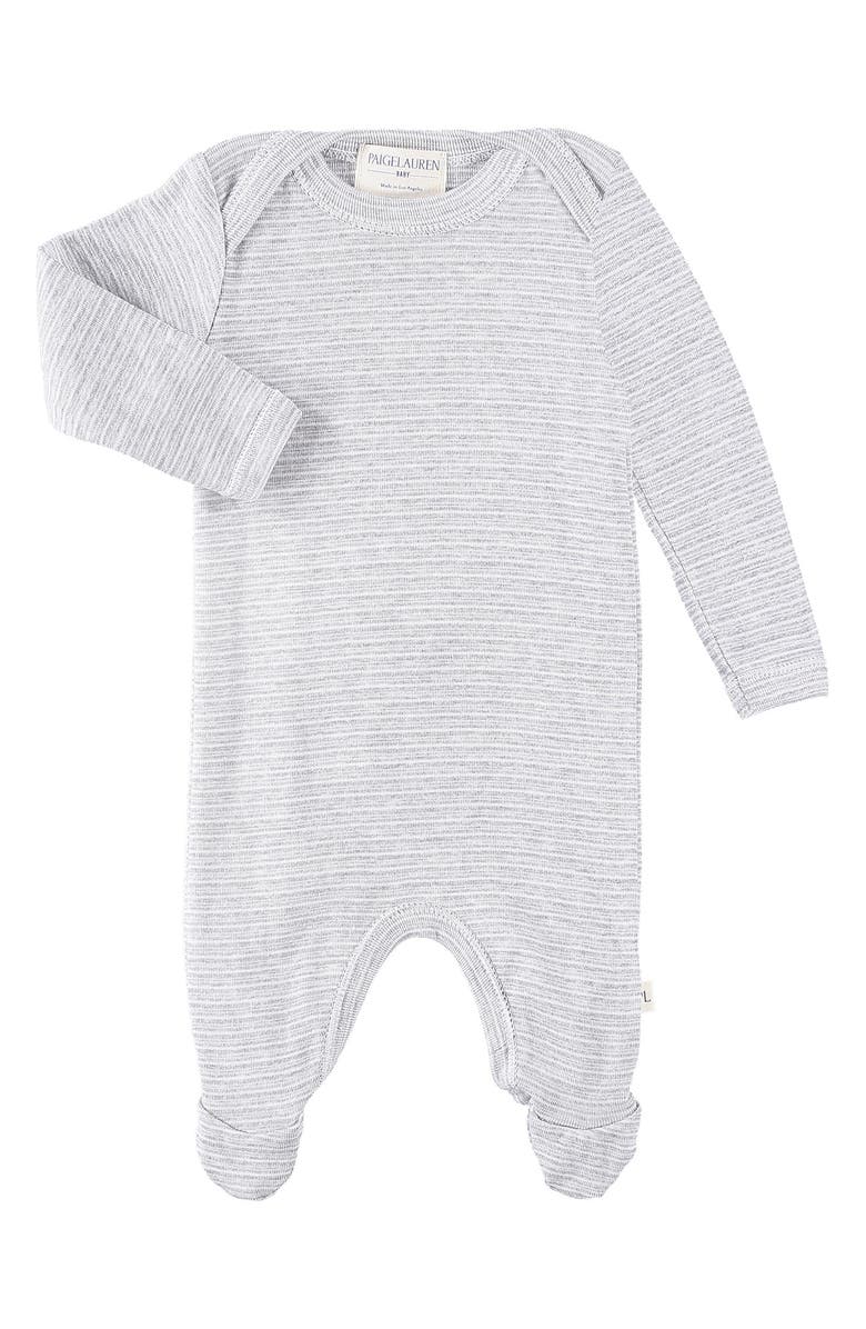 PAIGELAUREN Lap Rib Supima<sup>®</sup> Cotton Blend Footie, Main, color, Gray