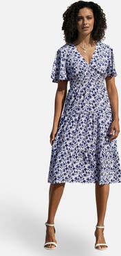 Yumi Floral Angel Sleeve Midi Dress