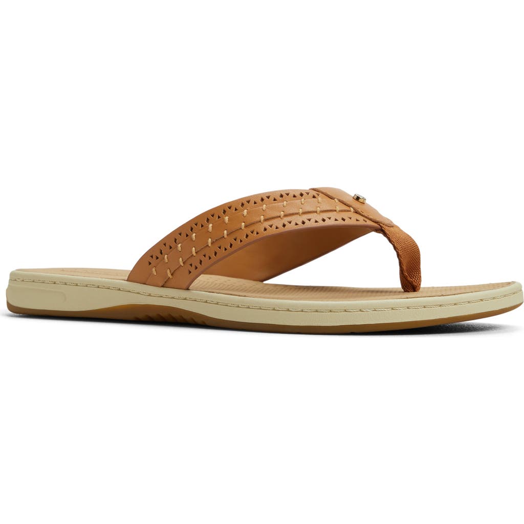 Sperry Seafish 3 Perforated Flip Flop In Brown