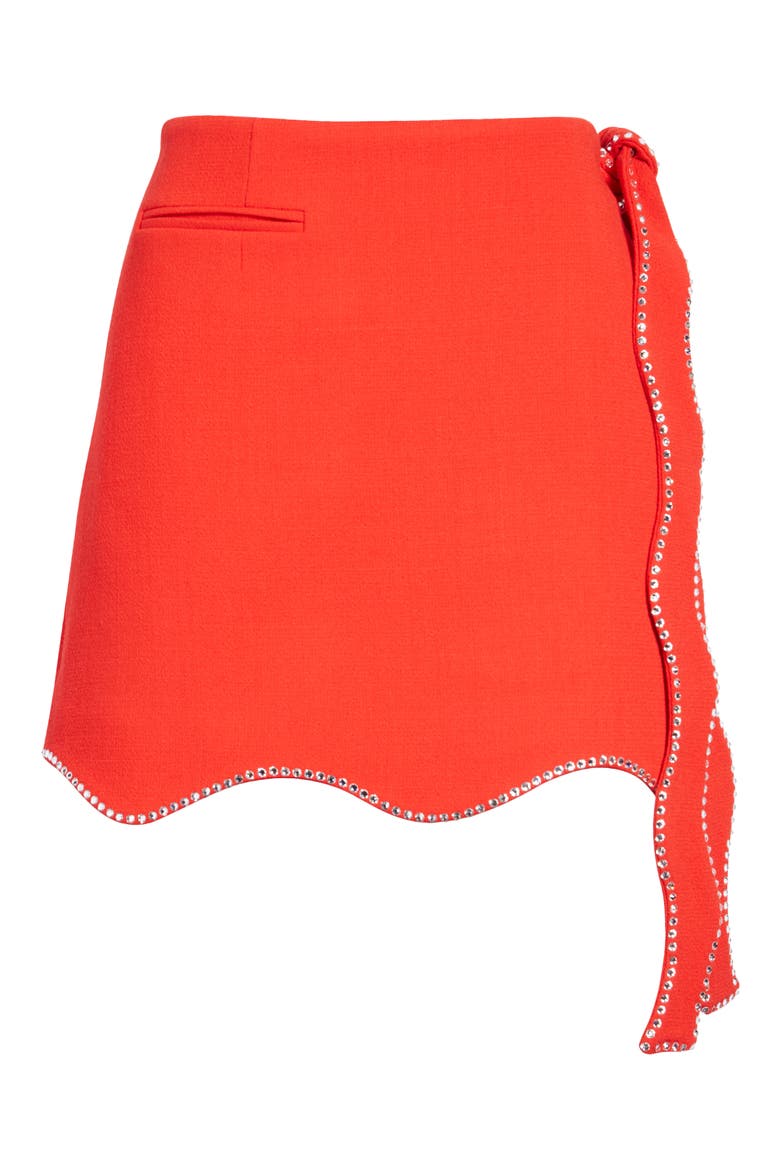 Crystal Trim Wool Wrap Miniskirt, Alternate, color, RED