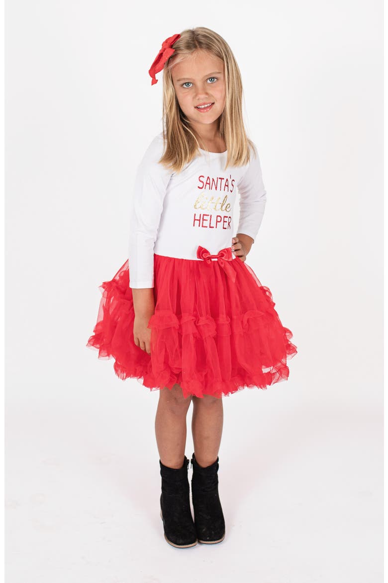 Kids' Santa's Little Helper Dress, Alternate, color, RED/ WHITE