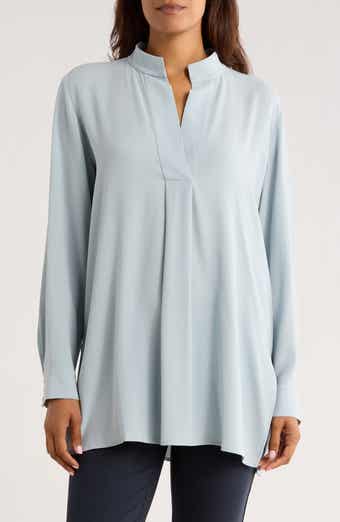 Eileen Fisher Split Stand Collar Silk Tunic