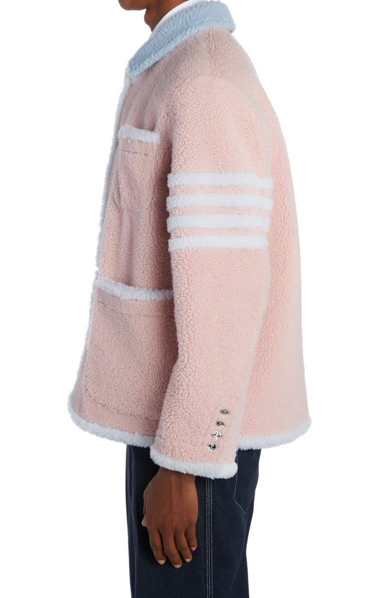 Thom Browne 4-Bar Genuine Shearling Shirt Jacket, Alternate, color,
