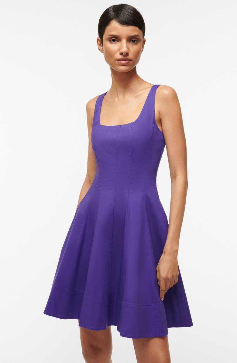 STAUD Wells Stretch Poplin Fit & Flare Minidress, Alternate, color, 