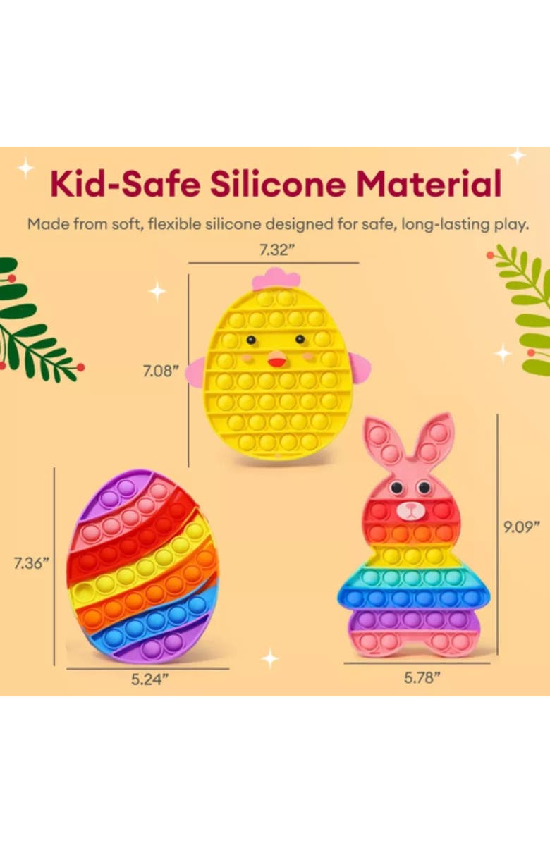 Sperric Easter Pop Toy 3-Pack, Rainbow Bunny Chicken Egg Fidget Set, Alternate, color, Multicolor