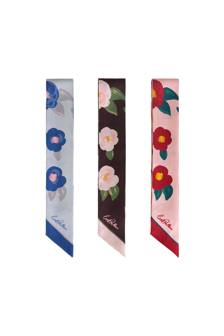 "Camellia" Silk Twill Skinny Scarf, Alternate, color, Dark Brown