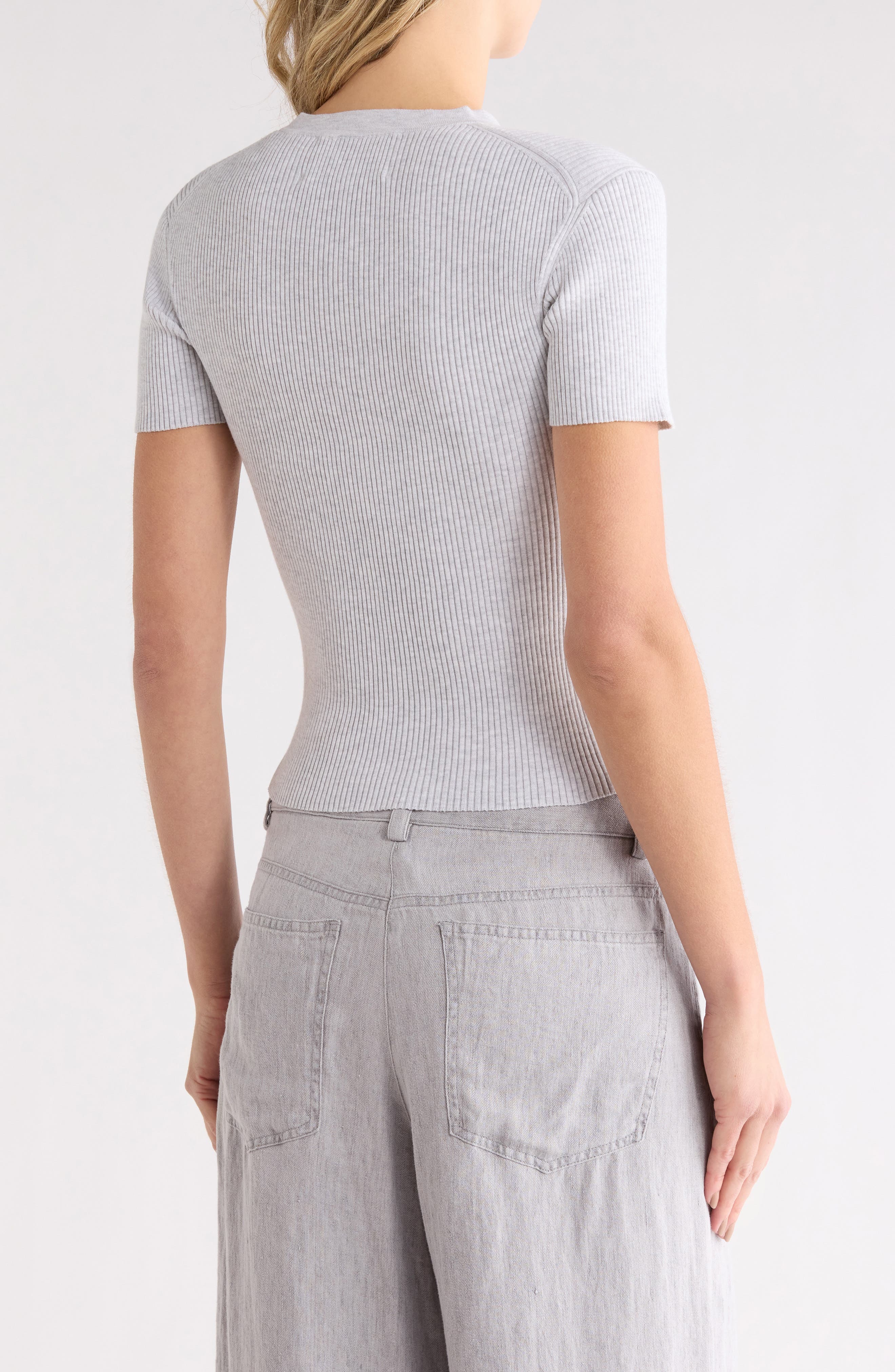 Tease Rib Knit Short Sleeve Top - image 2