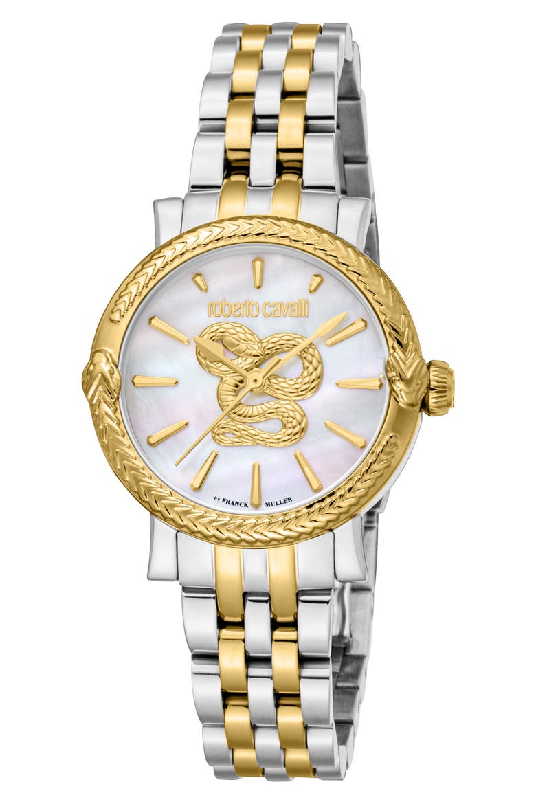 Mother-of-Pearl Bracelet Watch, 30mm, Main, color, TWO TONE SILVER & GOLD