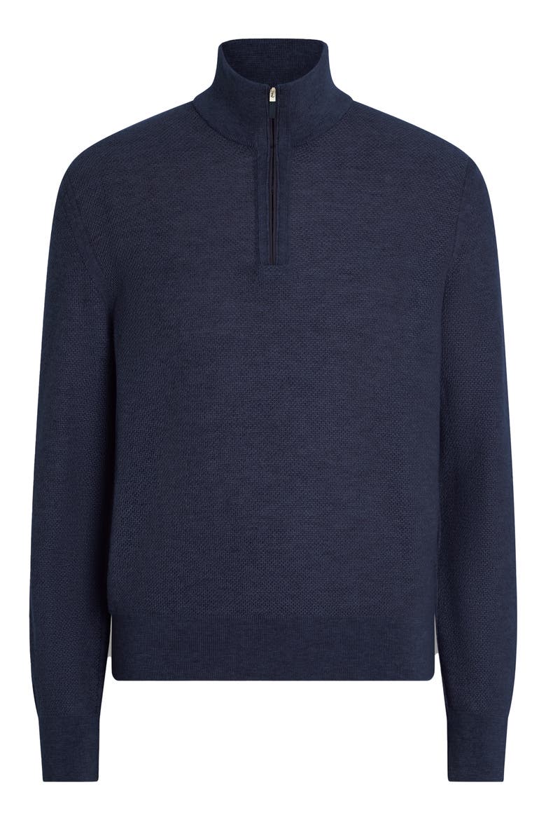 Oasi Cashmere Quarter Zip Sweater, Alternate, color, INK BLUE