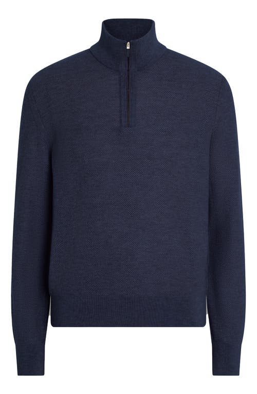 Zegna Mock-neck Half-zip Cashmere Sweater In Blue