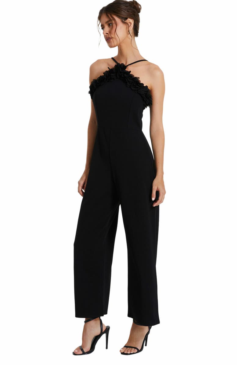 QUIZ Scuba Crepe Halter Palazzo Jumpsuit, Alternate, color, 