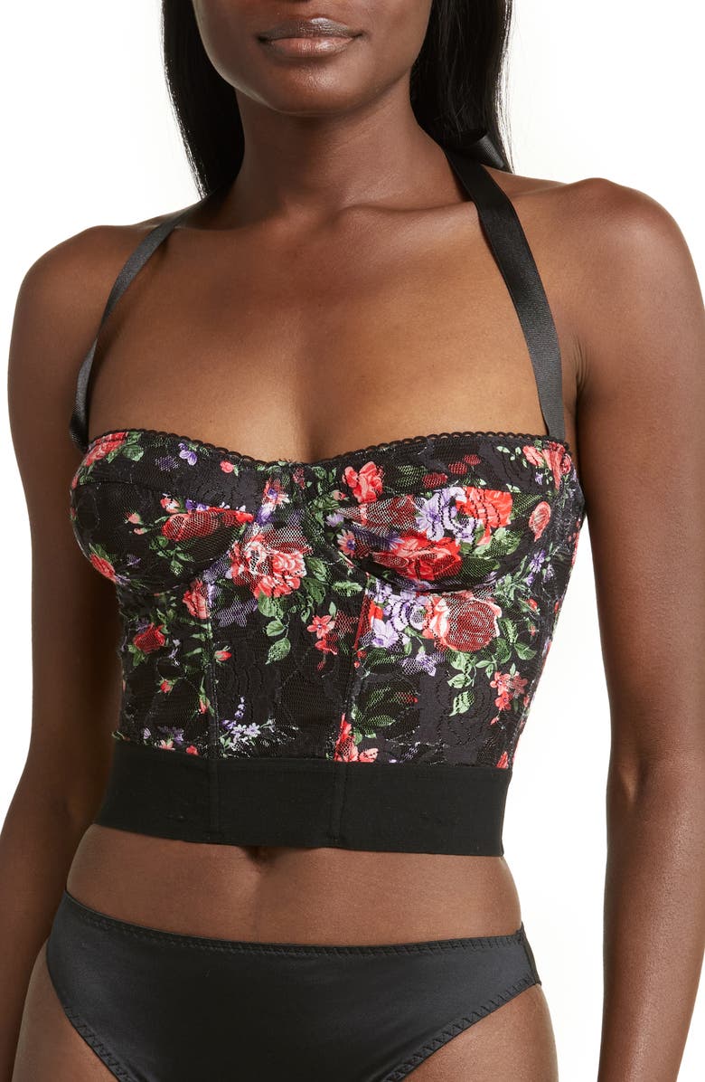 KILO BRAVA Underwire Floral Mesh Bustier, Main, color, 