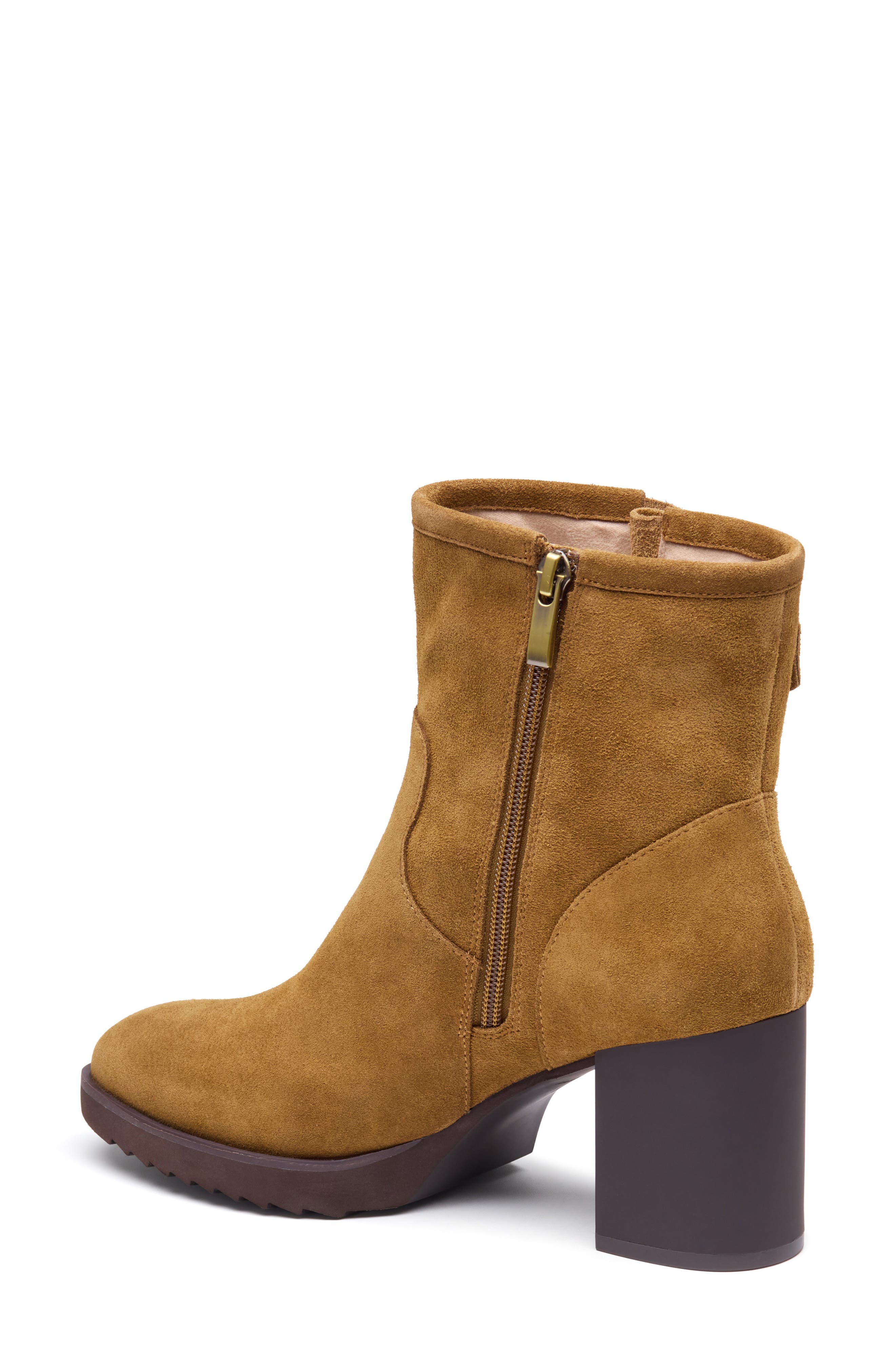Izzie Waterproof Leather Bootie, Alternate, color, WHISKEY WATERPROOF SUEDE