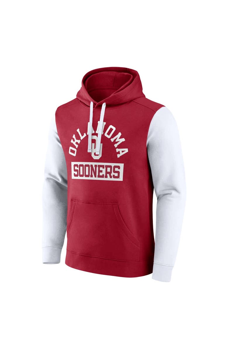 FANATICS Men's Fanatics Crimson Oklahoma Sooners Extra Point Colorblock Fleece Pullover Hoodie, Alternate, color, Crimson