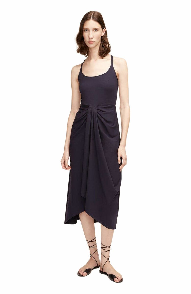 Rebecca Taylor Sarong Drape Dress, Main, color, Navy