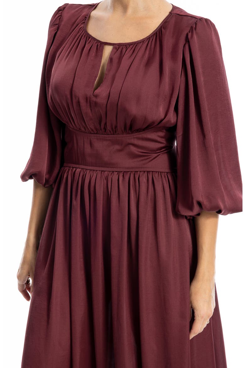 Keyhole Balloon Sleeve Maxi Dress, Alternate, color, WINE